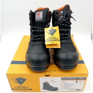 Herman Survivors groundbreaker Steel Toe leather waterproof Work Boots Black 11